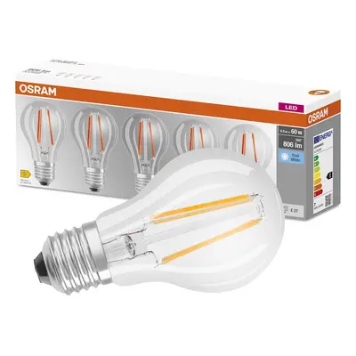 5PAK LED žárovka LED E27 A60 6,5W = 60W 806lm 4000K Neutrální 300° OSRAM