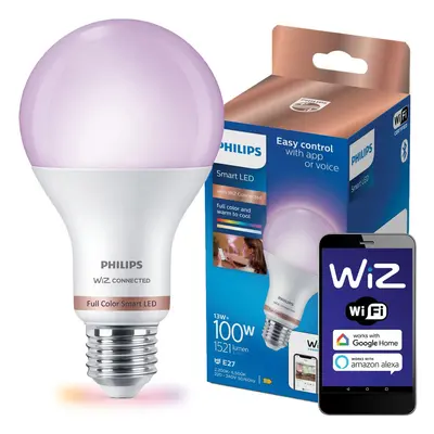 LED žárovka LED E27 A67 13W = 100W 2200-6500K TW + RGB multikolor SMART WiFi Philips WiZ