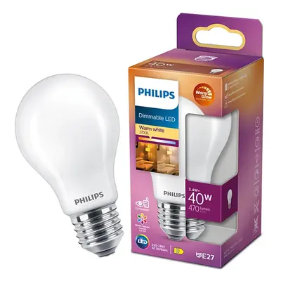 LED žárovka LED E27 A60 3.4W = 40W 470lm 2700 Teplá Filament PHILIPS Stmívatelná