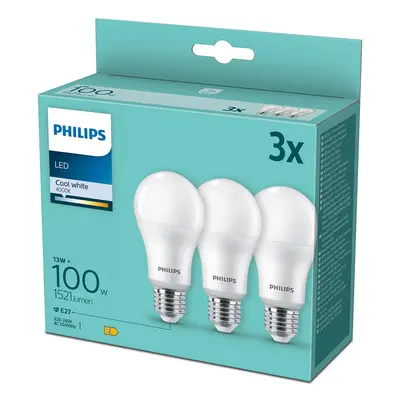 3PAK LED žárovka LED E27 A67 13W = 100W 1521lm 4000K Neutrální PHILIPS