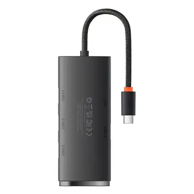 Rozbočovač 4 v 1 Baseus Lite Series USB-C na 4x USB 3.0 + USB-C, 25 cm (černý)