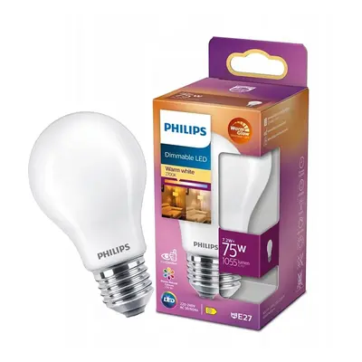 LED žárovka LED E27 A60 7.2W = 75W 1055lm 2700 Teplá Filament Mléčná PHILIPS Stmívatelná