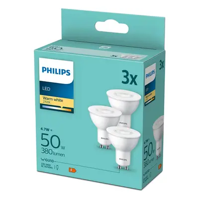 3PAK LED žárovka GU10 4.7W = 50W 380lm 2700K Teplá 36° PHILIPS