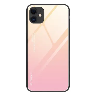 Pouzdro Gradient Glass s překryvem z tvrzeného skla pro iPhone 12 mini růžové