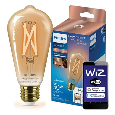 LED žárovka E27 ST64 7W = 50W Filament SMART WiFi Philips WiZ