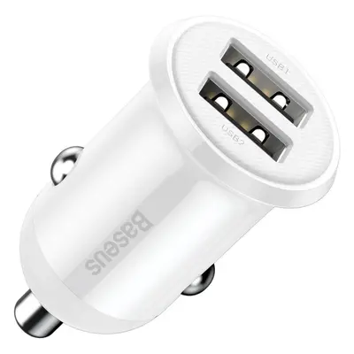 Baseus Grain Pro 2x USB 4,8A nabíječka do auta (bílá)