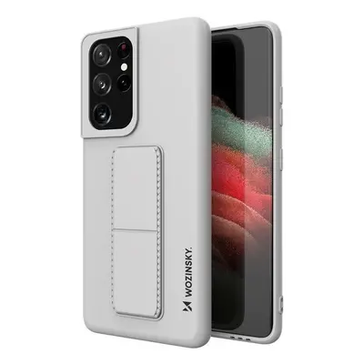 Wozinsky Kickstand Case silikonové pouzdro se stojánkem Samsung Galaxy S21 Ultra 5G šedé