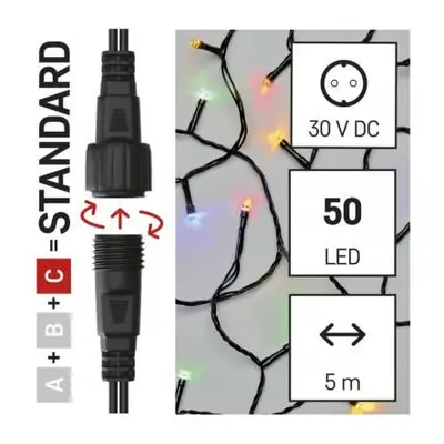 Standard LED spojovací vánoční řetěz, 5 m, venkovní i vnitřní, rGB nebo CCT