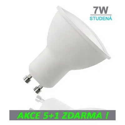 LED žárovka 7W GU10 560lm STUDENÁ, 5+1 ZDARMA