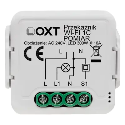 Modul relé OXT 1 okruh měření 16A WIFI TUYA