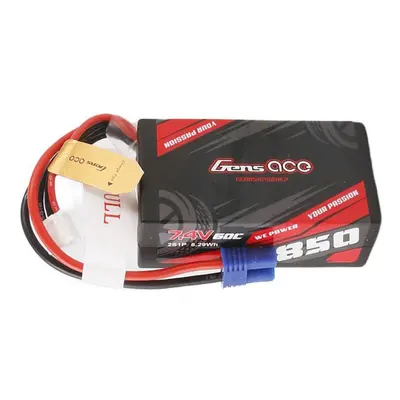 Gens Ace 850mAh 7,4V 60C 2S1P 60C baterie s konektorem EC2