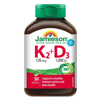 JAMIESON Vitamíny K2 120mcg a D3 1000 IU cps.30