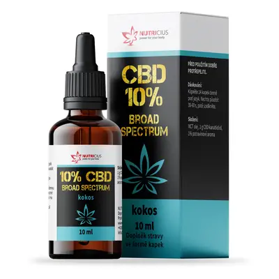 NUTRICIUS CBD OLEJ 10% BROAD SPECTRUM KOKOS 10ML