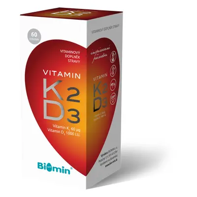 Biomin Vitamín K2 + D3 60µg; D3 1000 I.U. 60 tobolek