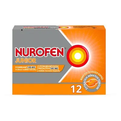 Nurofen Junior Pomeranč 100mg 12 žvýkacích tablet