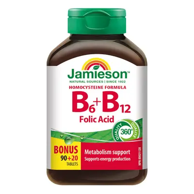 JAMIESON Vitamíny B6 B12+kyselina listová tbl.110