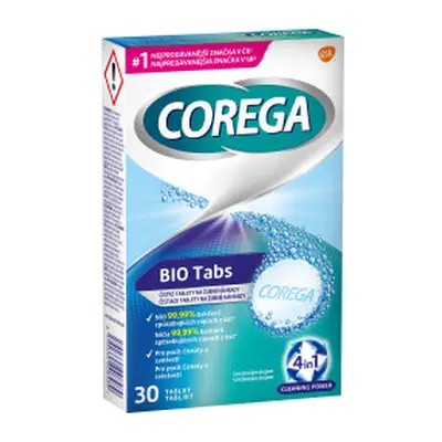 Corega Bio Tabs čisticí tablety 4v1 na zubní náhrady, 30ks