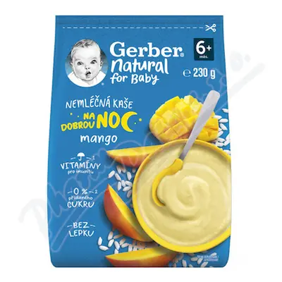 Gerber Natural Neml.kaše na dobr.noc mango 230g 6M