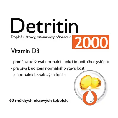 Detritin Vitamin D3 2000 IU 60 měkkých tobolek