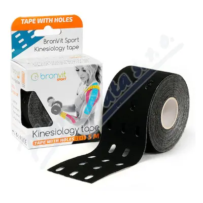 BronVit Sport Kinesio Tape děrovaný černá 5cmx5m