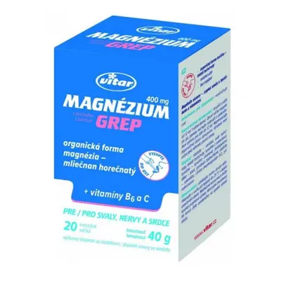 Vitar Magnézium 400mg+vit.B6+vit.C grep sáč.20x2g