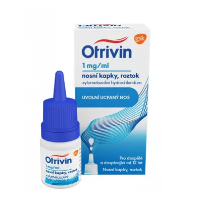 Otrivin 1mg/ml nosní kapky při léčbě ucpaného nosu 10ml