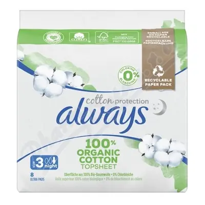 Always Cotton Prot.Ultra Night vložky vel.3 8ks