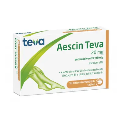 Aescin Teva, 20 mg, 30 enterosolventních tablet