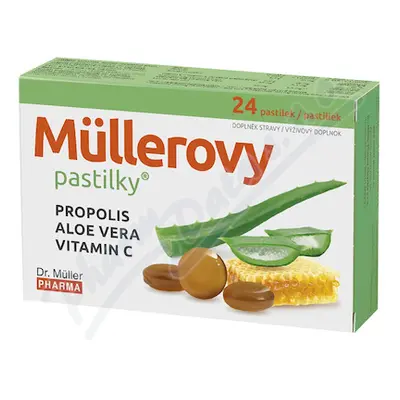 Müllerovy pastilky s propolisem a Aloe vera 24ks