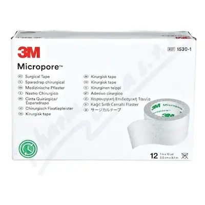 3M Micropore papír.náplast bílá 2.5cmx9.1m 12ks