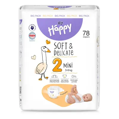 Happy Soft&Delicate 2 dětské pleny 3-6kg 78ks