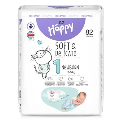 Happy Soft&Delicate 1 dětské pleny 2-5kg 82ks