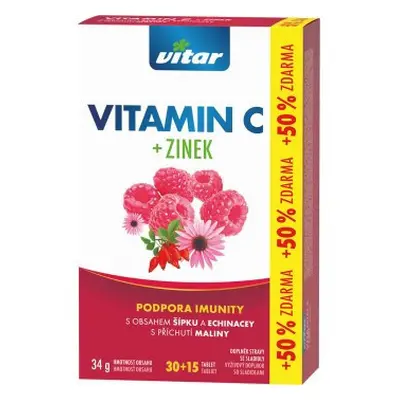 Vitar Vitamin C+zinek+echinacea+šípek tbl.30+15