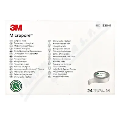 3M Micropore papír.náplast bílá 1.25mx9.1m 24ks