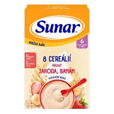 Sunar Mléčná kaše 8 cereál.jahoda/banán 6m+ 340g