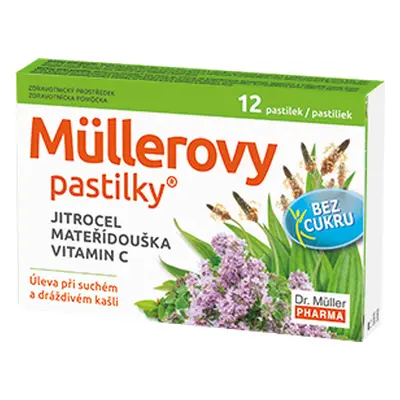 Müllerovy pastilky s jitrocelem a mateřídouškou bez cukru 12ks