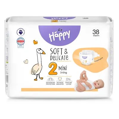 Happy Soft&Delicate 2 dětské pleny 3-6kg 38ks