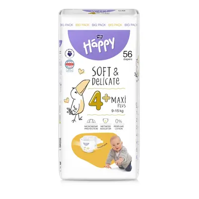 Happy Soft&Delicate 4+ dětské pleny 9-15kg 56ks