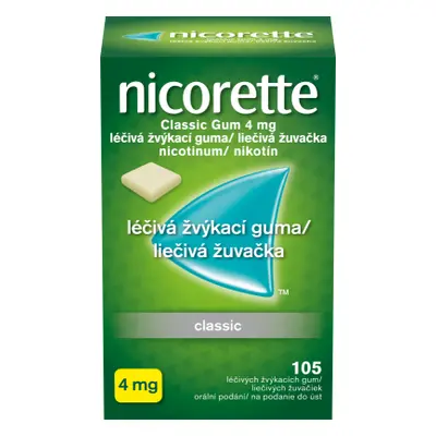 Nicorette Classic Gum 4mg léčivá žvýkací guma 105