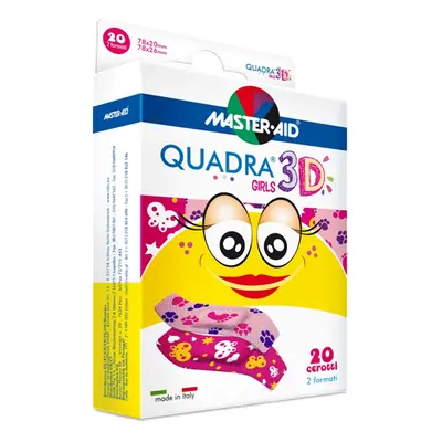 QUADRA 3D Dívky Dětská barevná náplast 20ks 2 vel.