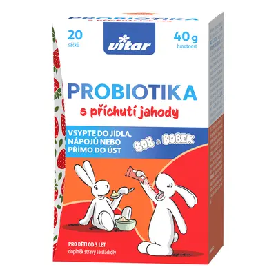 Vitar Probiotika Bob a Bobek s příchutí jahody 20x2g