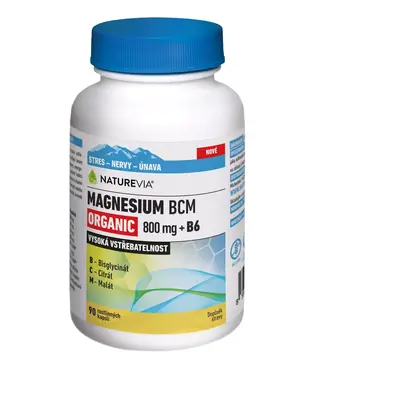 NatureVia Magnesium BCM Organic 800mg + B6, 90 kapslí