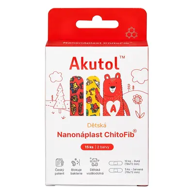 AKUTOL Nanonáplast ChitoFib Dětské balení 15ks