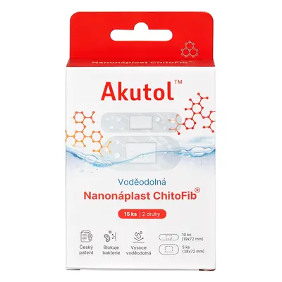 AKUTOL Nanonáplast ChitoFib Voděodolné balení 15ks