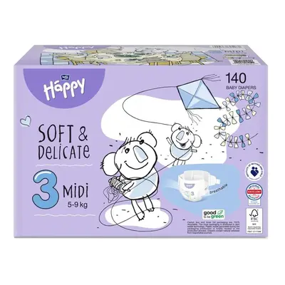 Happy Soft&Delicate 3 dětské pleny 5-9kg 140ks