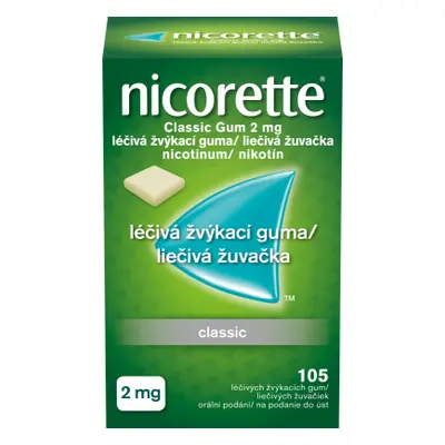 Nicorette Classic Gum 2mg léčivá žvýkací guma 105