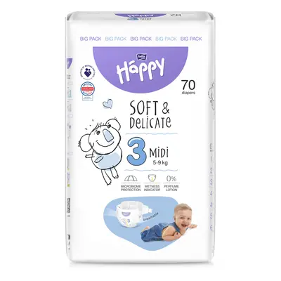 Happy Soft&Delicate 3 dětské pleny 5-9kg 70ks