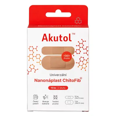 AKUTOL Nanonáplast ChitoFib Univerzální balení 15ks