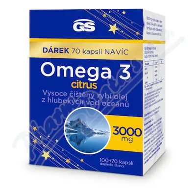 GS Omega 3 citrus 3000mg cps.100+70 dárek