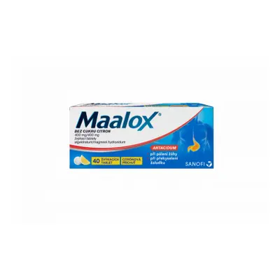 Maalox bez cukru citron 400mg/400mg tbl.mnd.40